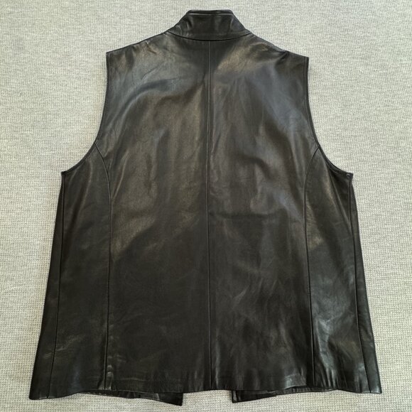 Sibylle Lyn Womens Black Leather Vest Mock Neck Lined Custom Size Spec Biker - Picture 4 of 11